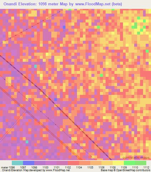 Onandi,Namibia Elevation Map