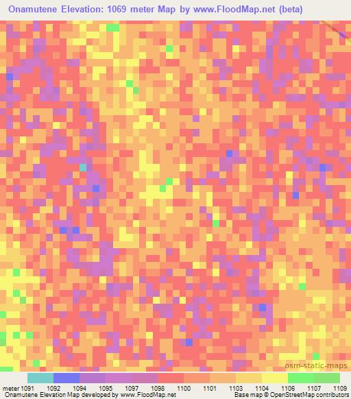 Onamutene,Namibia Elevation Map