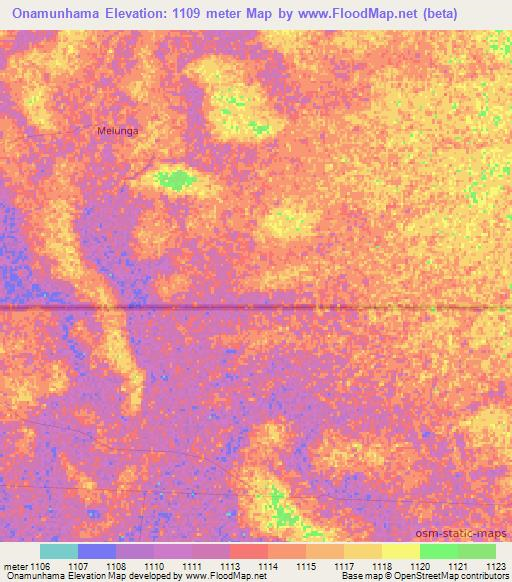 Onamunhama,Namibia Elevation Map