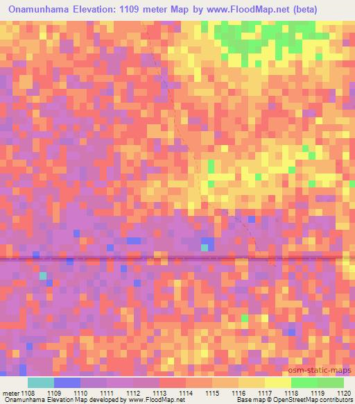 Onamunhama,Namibia Elevation Map