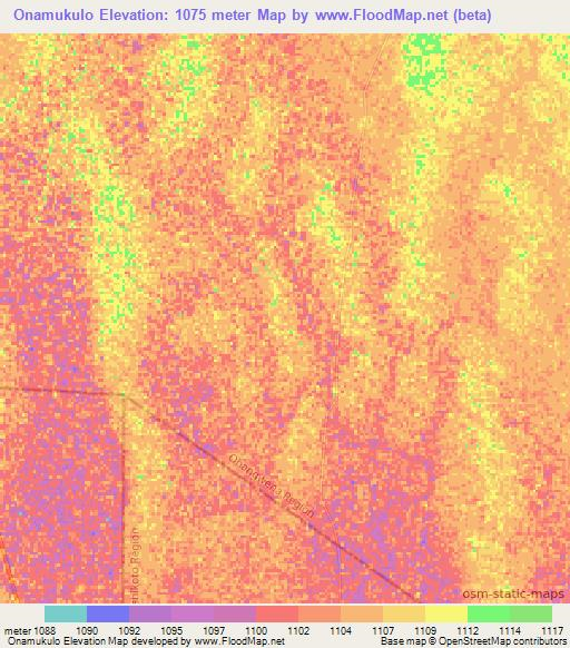 Onamukulo,Namibia Elevation Map