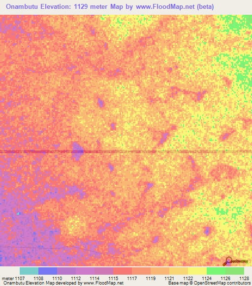 Onambutu,Namibia Elevation Map