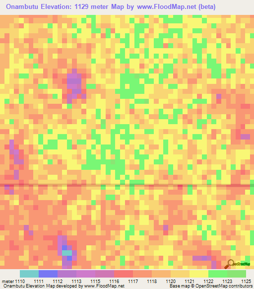 Onambutu,Namibia Elevation Map