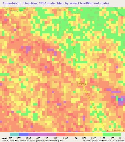 Onambashu,Namibia Elevation Map
