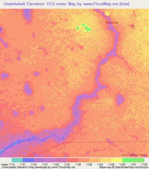 Onambaladi,Namibia Elevation Map