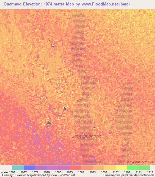 Onamayo,Namibia Elevation Map
