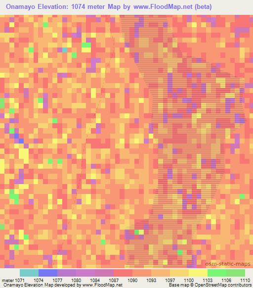 Onamayo,Namibia Elevation Map