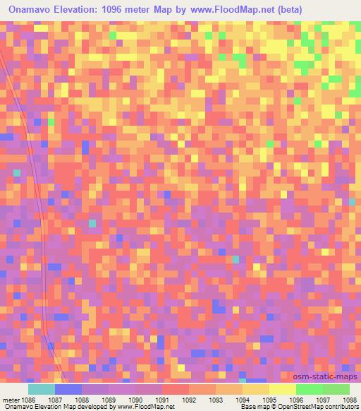 Onamavo,Namibia Elevation Map