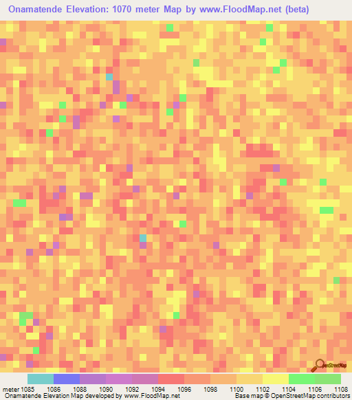 Onamatende,Namibia Elevation Map