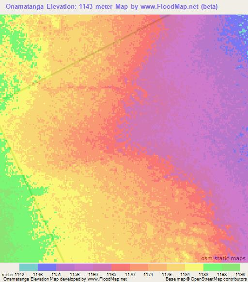 Onamatanga,Namibia Elevation Map