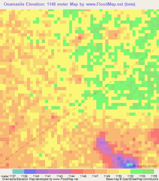 Onamasila,Namibia Elevation Map