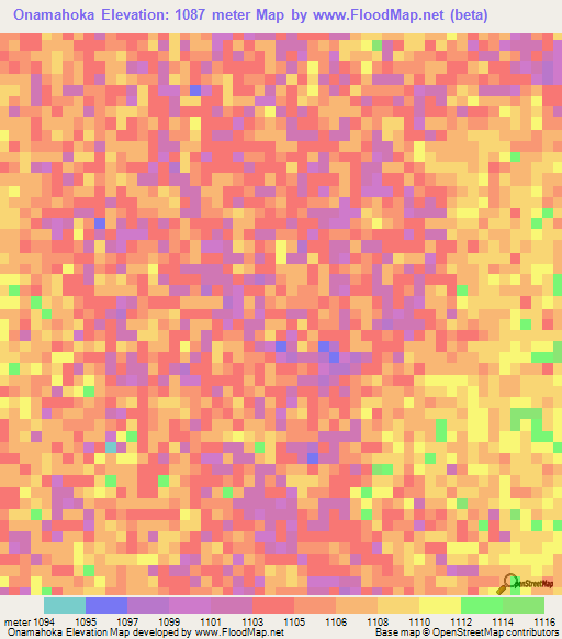 Onamahoka,Namibia Elevation Map