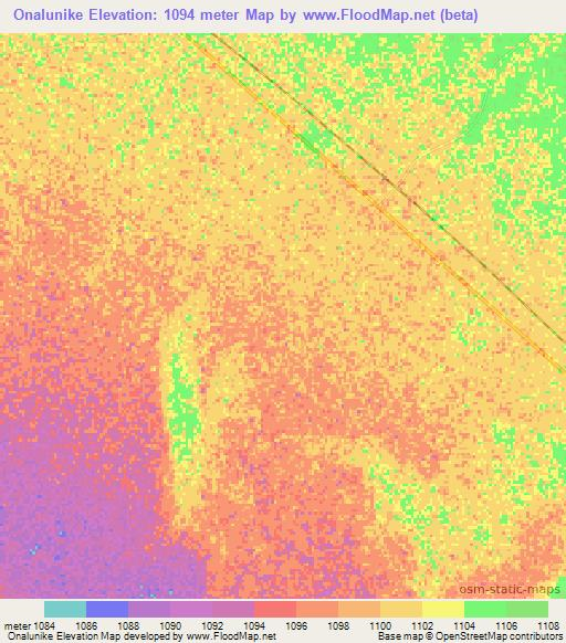 Onalunike,Namibia Elevation Map