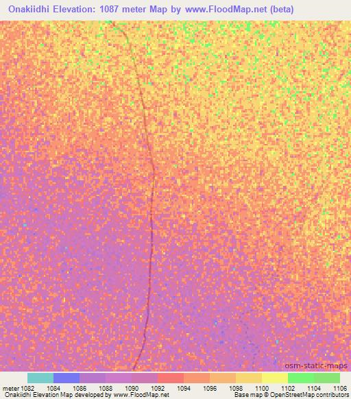 Onakiidhi,Namibia Elevation Map