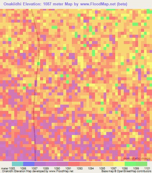 Onakiidhi,Namibia Elevation Map