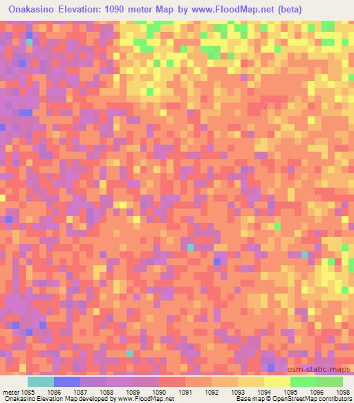 Onakasino,Namibia Elevation Map