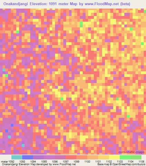 Onakandjangi,Namibia Elevation Map