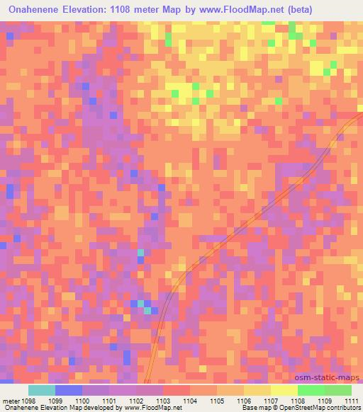 Onahenene,Namibia Elevation Map