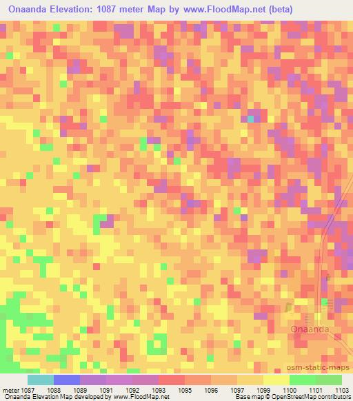 Onaanda,Namibia Elevation Map