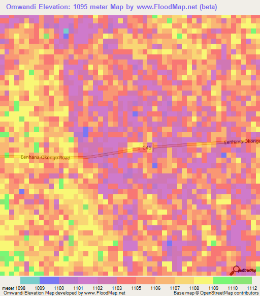 Omwandi,Namibia Elevation Map