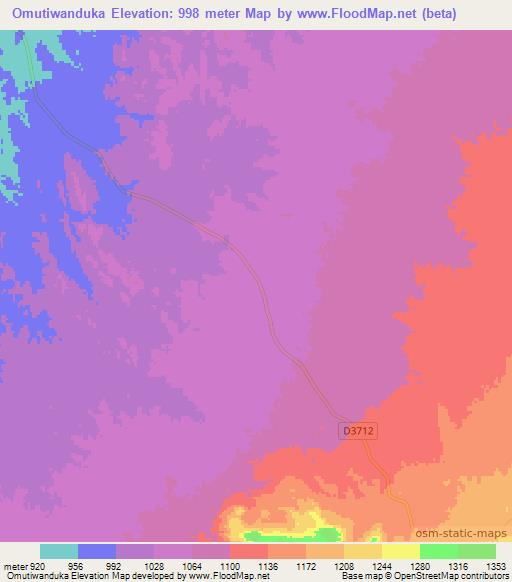 Omutiwanduka,Namibia Elevation Map
