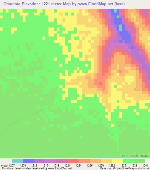 Omutima,Namibia Elevation Map