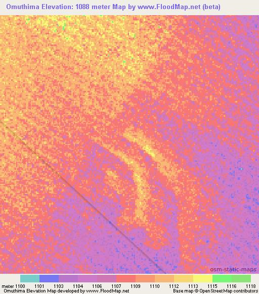Omuthima,Namibia Elevation Map