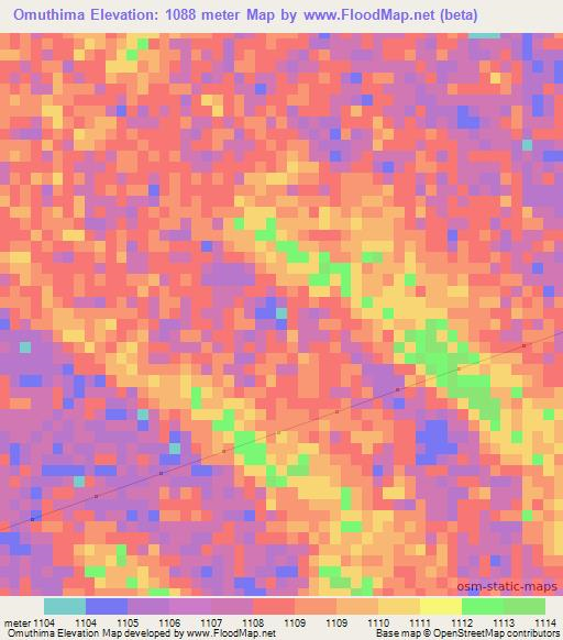 Omuthima,Namibia Elevation Map