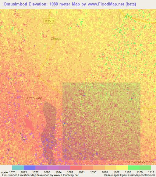 Omusimboti,Namibia Elevation Map