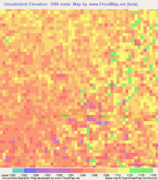 Omusimboti,Namibia Elevation Map