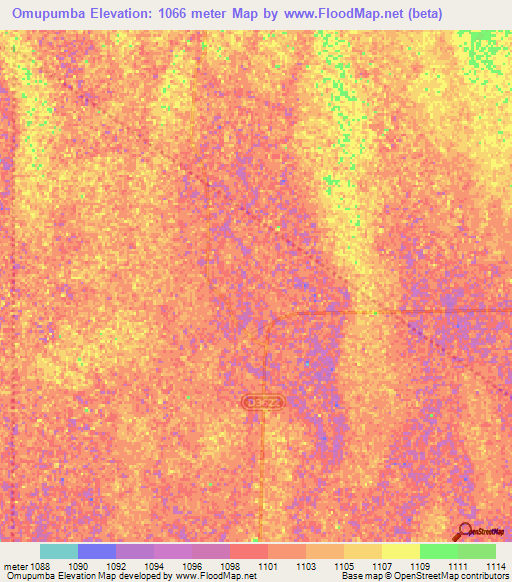 Omupumba,Namibia Elevation Map