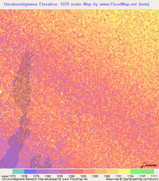 Omukundagwana,Namibia Elevation Map
