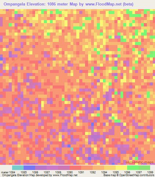 Ompangela,Namibia Elevation Map