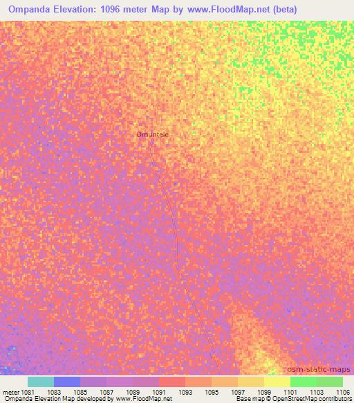 Ompanda,Namibia Elevation Map