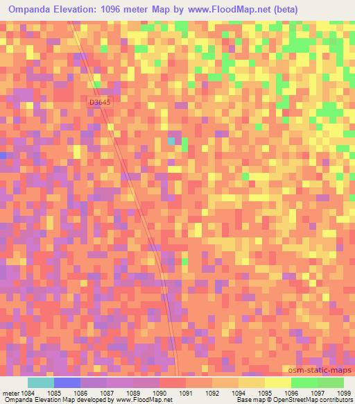Ompanda,Namibia Elevation Map