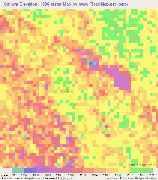 Omkwa,Namibia Elevation Map