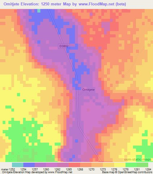 Omitjete,Namibia Elevation Map