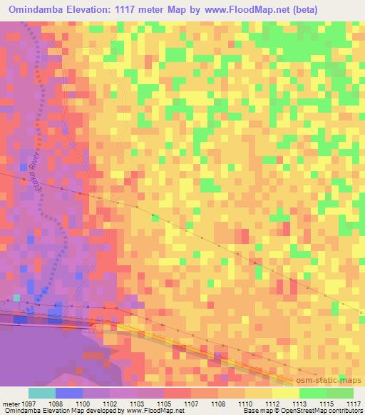 Omindamba,Namibia Elevation Map