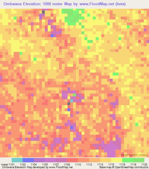 Ombwana,Namibia Elevation Map