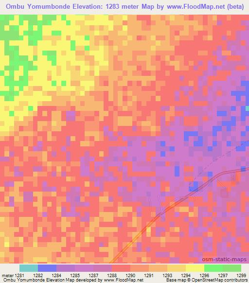 Ombu Yomumbonde,Namibia Elevation Map