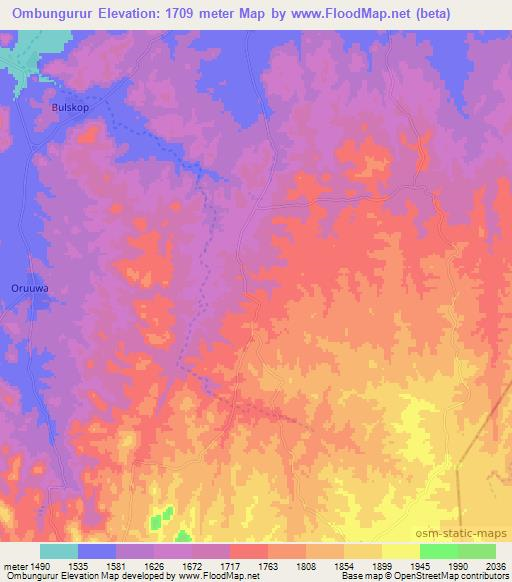 Ombungurur,Namibia Elevation Map