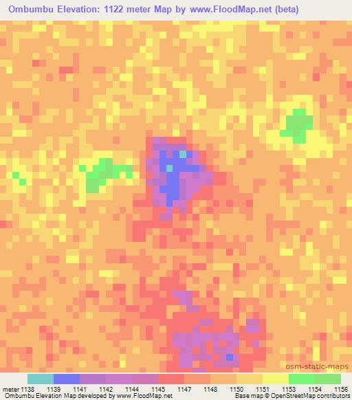 Ombumbu,Namibia Elevation Map
