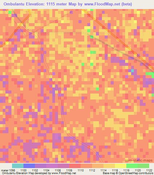 Ombulantu,Namibia Elevation Map
