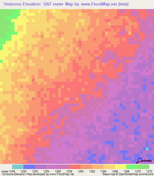 Omboora,Namibia Elevation Map