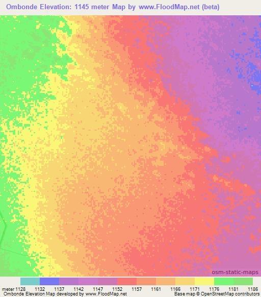 Ombonde,Namibia Elevation Map