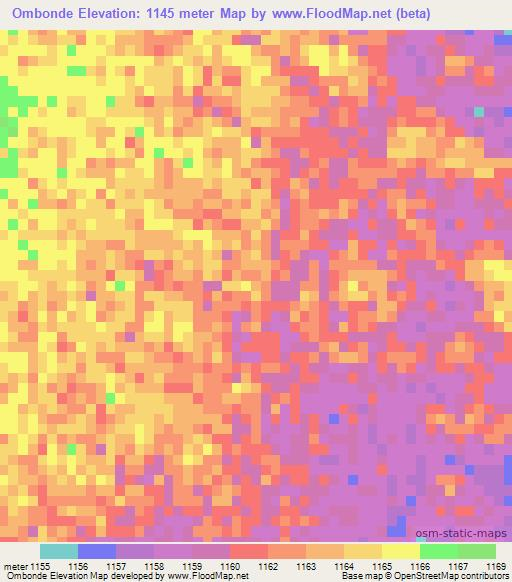 Ombonde,Namibia Elevation Map