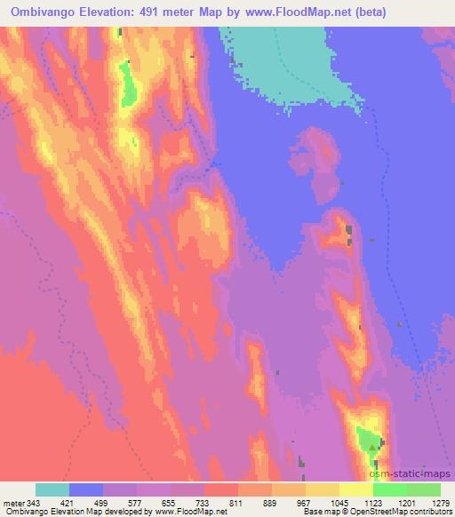 Ombivango,Namibia Elevation Map