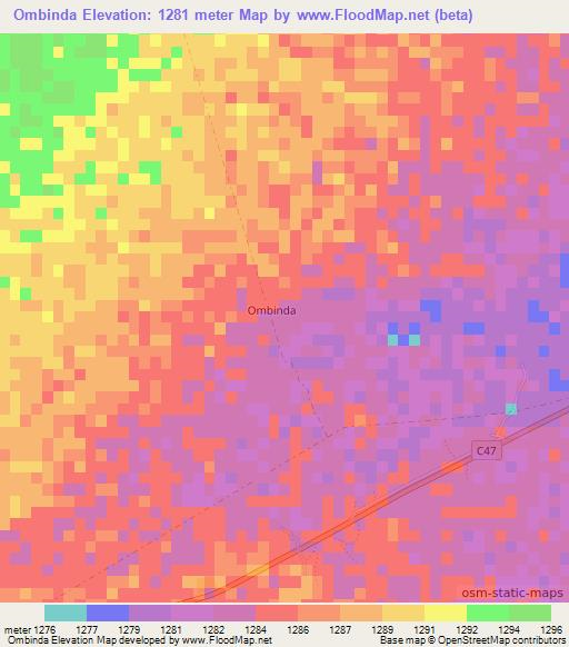 Ombinda,Namibia Elevation Map