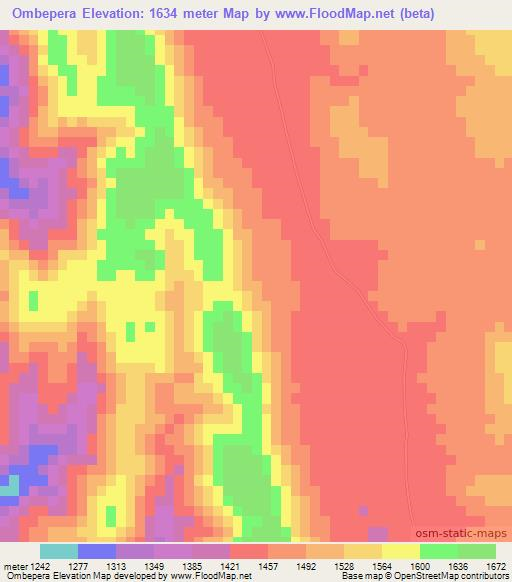 Ombepera,Namibia Elevation Map