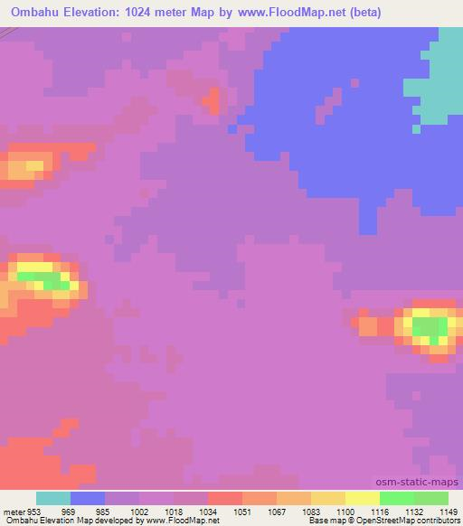Ombahu,Namibia Elevation Map
